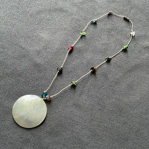 Necklace Accessories with Mother of Pearl Pendant with different color of stone